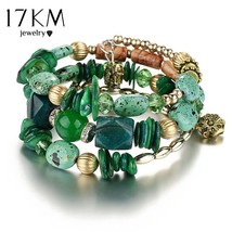 17KM Brand Woman Boho Multilayer Beads Charm Bracelets for Women Vintage Resin S - £10.15 GBP