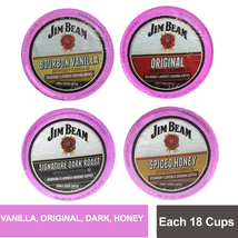 Jim Beam Coffee Single Serve Cups, Vanilla, Original, Dark, Honey, 18 cups ea. - $44.00