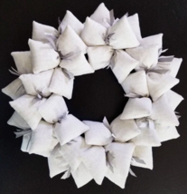 White with Gray Linen Looking Farmhouse Wreath Door or Wall Decor - £39.96 GBP