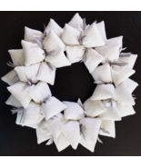 White with Gray Linen Looking Farmhouse Wreath Door or Wall Decor - $50.15
