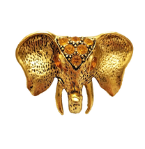 Large Trunk Up Amber Crystal Eye PIN BROOCH Gold Metal Lucky Zoo - £11.43 GBP