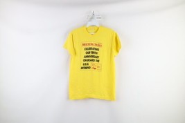 Vintage 80s Womens Medium USS Intrepid Sea Air Space Museum T-Shirt Yellow USA - £38.18 GBP