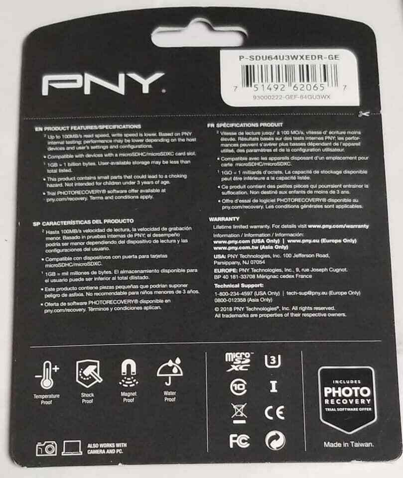 PNY 64GB Micro SDXC U3 Elite X for Drones (LOC TUB L-47) Item image 2
