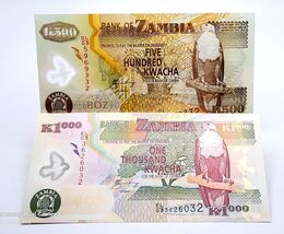Zambia  Banknotes, 500 Kwacha 2008 P-43 &amp; 1000 Kwacha 2008 P-44 - $3.95