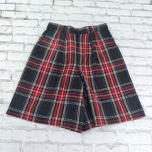 Sands Studio New York Shorts Womens 8 Black Red Plaid High Rise Pleated ... - $34.95