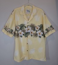 Original Vintage KY&#39;s Hawaiian Yellow  Floral  XL Button Up Shirt Aloha Style - £22.40 GBP