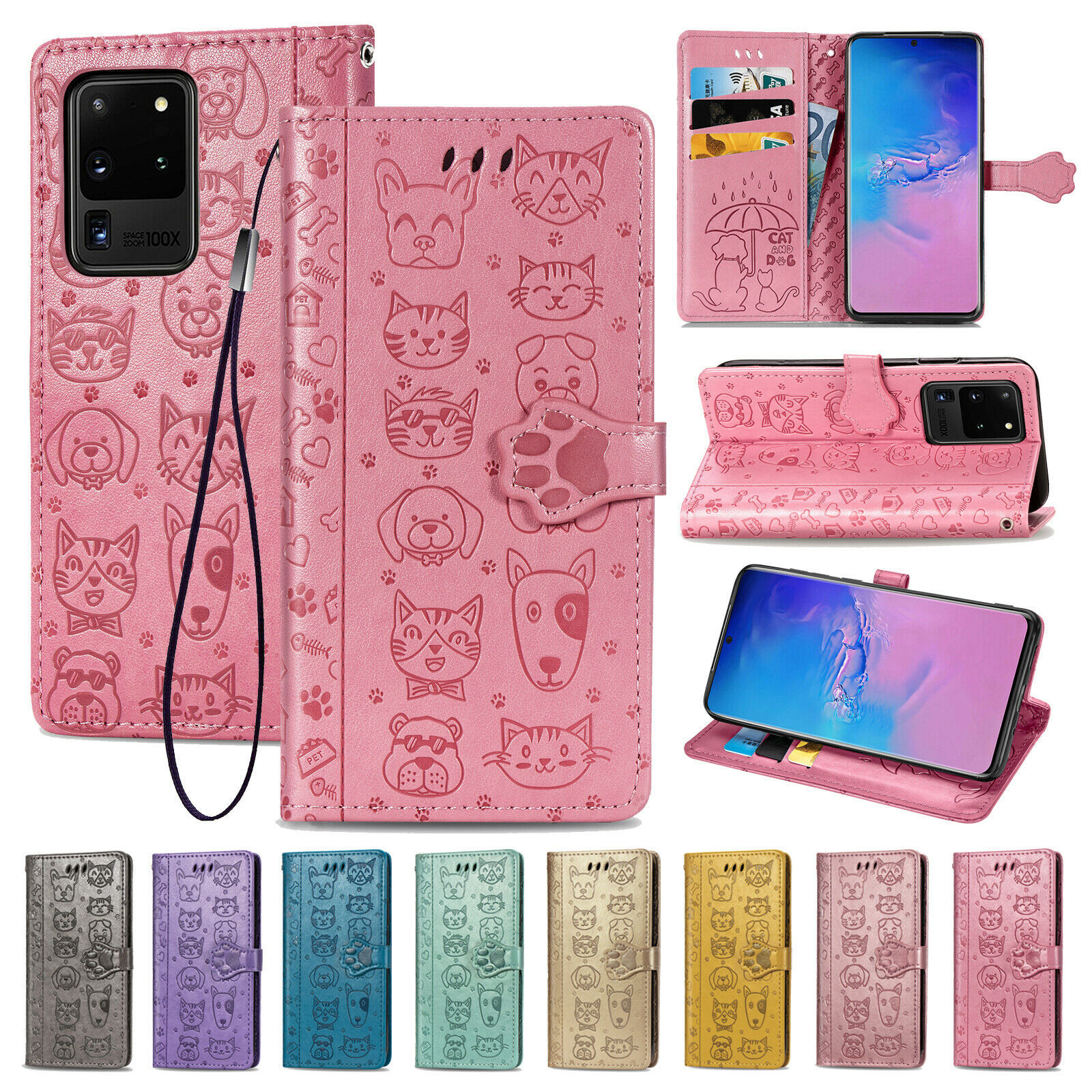 Cute Leather Card Holder Case Cover For Samsung Galaxy S20 Ultra/Note 10+/S10/S9