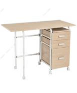 Folding Computer Laptop Desk Wheeled Home Office Furniture-Natural - $4,186.59 MXN