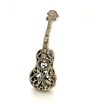 Vtg Sterling Signed 800 Filigree Ornate Acoustic Guitar String Figure Miniature - £31.28 GBP