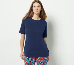 Sport Savvy French Terry Round Neck Elbow Sleeve Tunic (Navy, X-Large) A487136 - £11.53 GBP