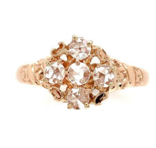 Victorian 10k Rose Gold Ring w/Rose Cut Genuine Natural Diamonds Size 7 (#J6603) - £761.41 GBP