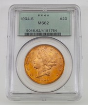 1904-S $20 Gold Liberty Double Eagle Graded by PCGS as MS62 Old Label - £2,110.09 GBP
