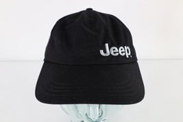 Vintage 90s Spell Out Jeep Motor Company Snapback Hat Cap Black Union Made USA - £27.21 GBP