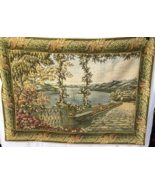 Tapestry Terrace Balcony Italian European Scene Wall Hanging Old World VTG - £30.57 GBP