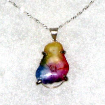 Natural Multi Colored Quartz Geode Pendent on 925 Sterling Silver Necklace - £17.00 GBP