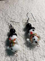 Snowman Earrings Glass Handcrafted - £8.92 GBP