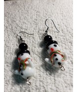 Snowman Earrings Glass Handcrafted - £8.81 GBP
