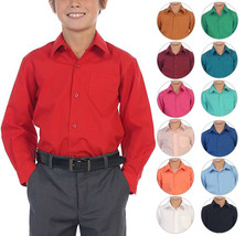 Boy&#39;s Classic Fit Long Sleeve Casual Button Down Toddler Kids Dress Shirt - £18.42 GBP