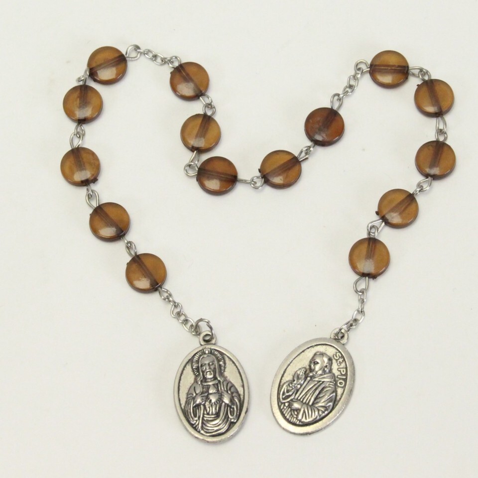 Catholic Rosary Fifteen Bead Chaplet of Padre Pio Sacred Heart of Jesus ... - $14.69