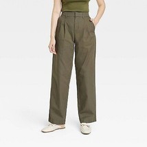 Women&#39;S High-Rise Pleat Front Straight Chino Pants - Olive 10 - $27.99