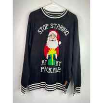 Tipsy Elves Stop Staring at my Package Santa Christmas Sweater Sz L Long Sleeve - £25.22 GBP
