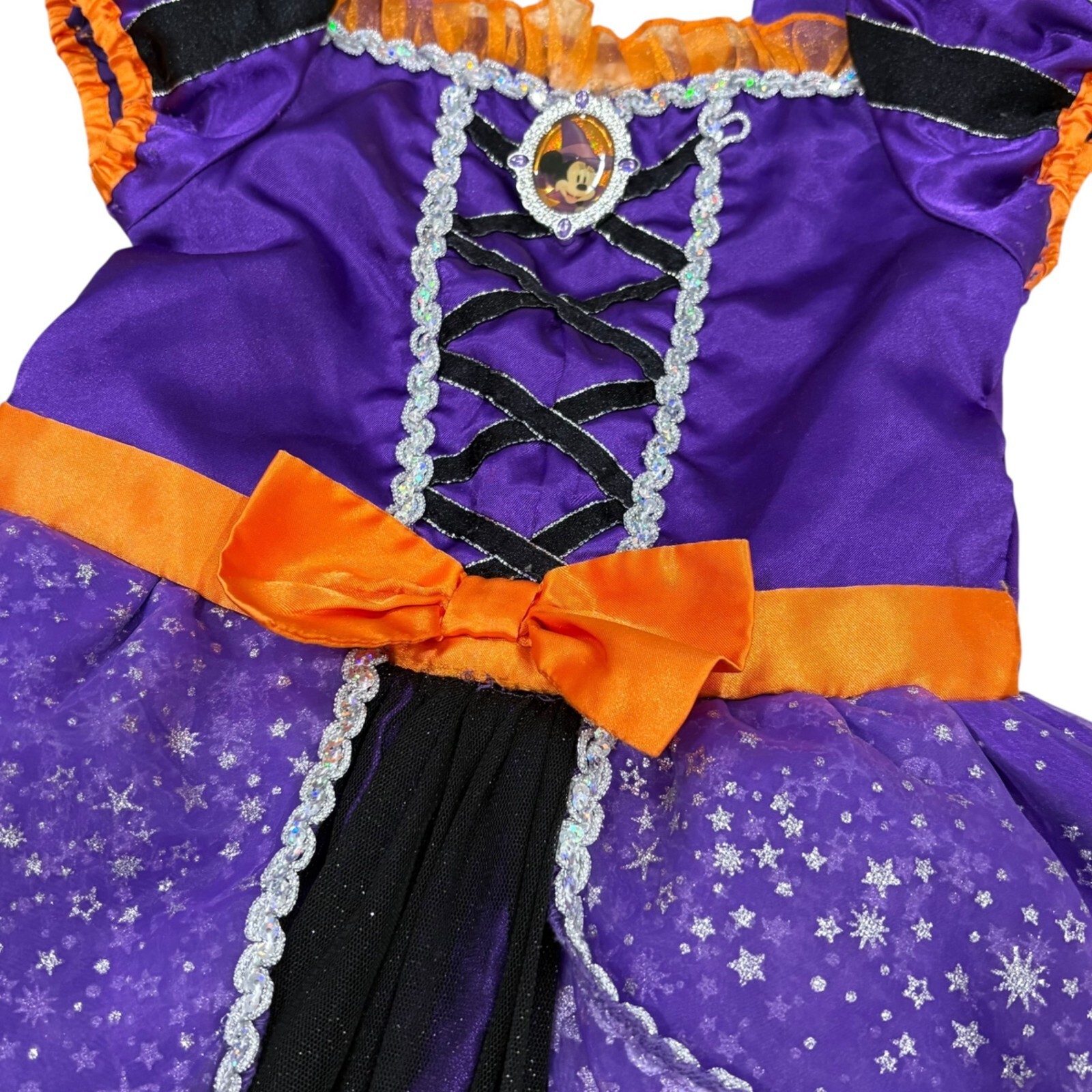 Disney Girls 5/6 Halloween Witch Minnie Mouse Dress Costume Purple & Orange Item image 2
