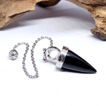 Obsidian Cone Crystal Pendulum Dowser Dowsing Divination Ball Gemstone A... - $18.80