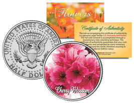 Cherry Blossom Flower Jfk Kennedy Half Dollar Us Colorized Coin - £6.86 GBP