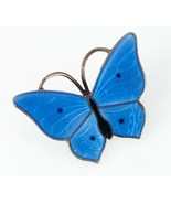 MAGNUS AASE Blue Enamel Butterfly Brooch Sterling Silver Made in Norway - $3,305.85 MXN