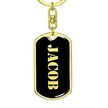 Jacob v3 - Luxury Dog Tag Keychain 18K Yellow Gold Finish Personalized Name - £35.80 GBP