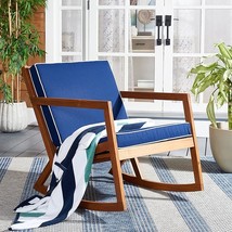 Safavieh Outdoor Collection PAT7315 Chair, Natural/Navy - $396.99