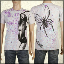 RZST Love Apart Sexy Woman Bullet Spider Web Mens T-Shirt Silver Grey S-3XL NEW - £31.31 GBP