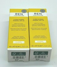 X2 REN Clean Screen Mineral SPF 30 Mattifying Vegan Sunscreen MINI 0.34oz ~12/21 - £7.71 GBP