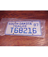 Vintage 1987 South Dakota Trailer License Plate, No. T-68216, with bag, SD - $9.95