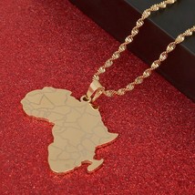 Africa Map Pendant Necklaces Heart African of Maps Jewelry Charms Gold Color Hea - £12.82 GBP
