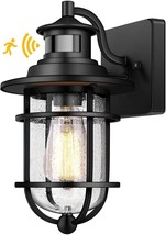 Exterior Wall Light Fixture Dusk To Dawn Industrial Lantern Sconce Motio... - $79.90