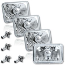 4X6&quot; Halogen Semi Sealed H4 Headlight Headlamp Bulbs Diamond Crystal Clear Set - £63.23 GBP