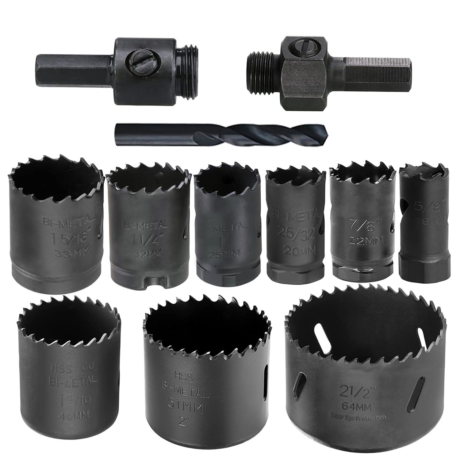 5/8 To 2, 2-1/2” Hss Bi Metal Hole Saw Kit For Wood Drywall Plastic Alum... - $37.93