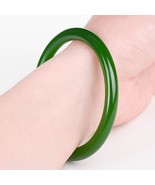  Bracelet Jade Bracelet Spinach Green Round Elegant Beautiful Woman Bracelet - $20.00