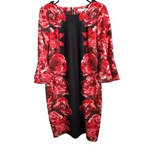 NEW Calvin Klein Dress Size 10 Medium Floral Black Red Pink Polyester Sp... - £18.93 GBP