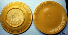 signed Vintage Yellow Fiestaware 9 1/4&quot; inch luncheon plate wet foot sager pin - £6.21 GBP