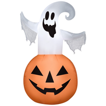 Happy Ghost and Jack O&#39; Lantern Pumpkin Inflatable 4.4FT Tall Halloween ... - $37.48