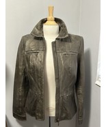 Alfani Leather “Distressed” Bronze Jacket Biker Moto Size M Zippers Flat... - £36.13 GBP