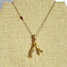 Sea Coral Branch Gold Plated Charm Pendant Amethyst Accent Nautical Necklace 18” - £10.38 GBP