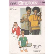 Vintage Sewing PATTERN Simplicity 7996, Boys Girls Teens 1977 Pullover Tops - $14.52
