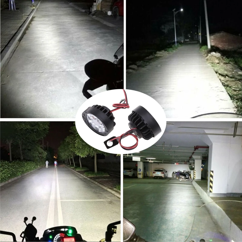 2Pcs Motorcycle LED Driving Lights - Waterproof Fog Lamps for Scooters - £12.01 GBP