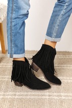 Legend Fringe Cowboy Western Cowgirl Black Ankle Bootie Heeled Boots - $55.00