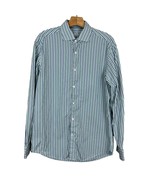 Bugatchi Uomo Dress Shirt Mens 16 34/35 Blue Green Striped Long Sleeve B... - £17.94 GBP