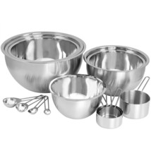 MegaChef 14 Piece Stainless Steel Measuring Cup and Spoon Set with Mixin... - £67.37 GBP