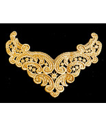 VTG 7.5&quot;x 4.5&quot; golden light brown color Lace Collar Trim Applique Patch  - $15.84